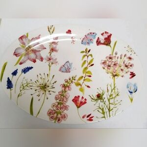 Beautiful Grace Fine China Floral Butterfly 14"×10" Oval Serving Platter